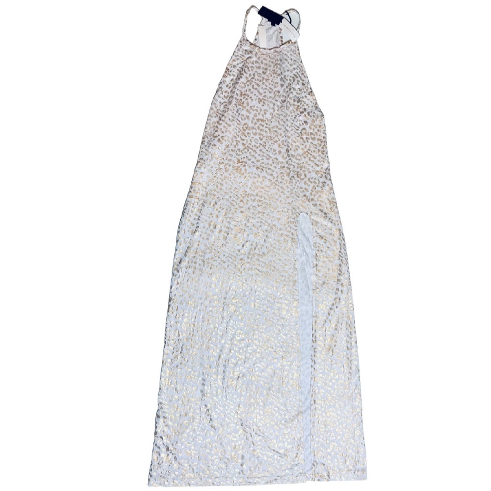 Kendall & Kylie White and Gold Halter Dress